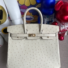 Hermes Birkin 25CM South Africa Klein Karoo Ostrich 3C Parchemin Gold Hardware Full HandMade